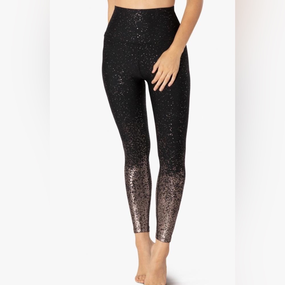 Beyond yoga alloy sparkle ombré black high waist legging small